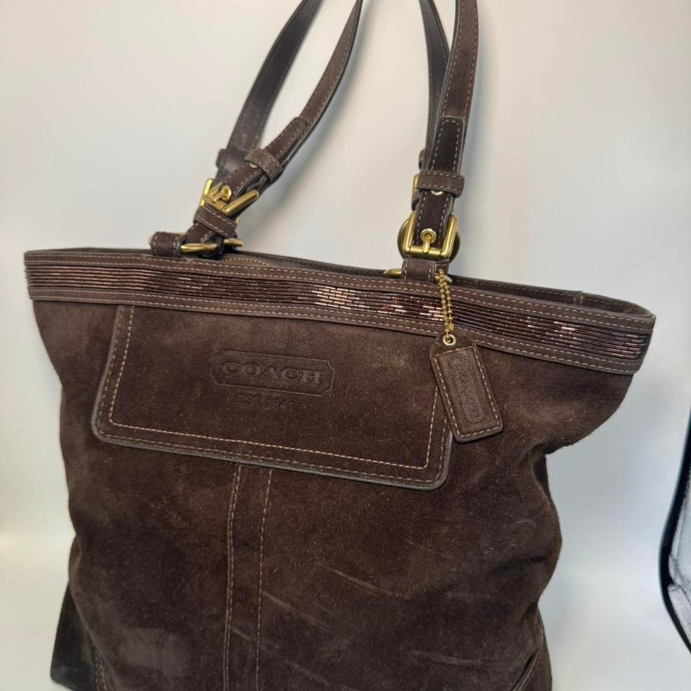Vintage Coach Brown Suede Tote